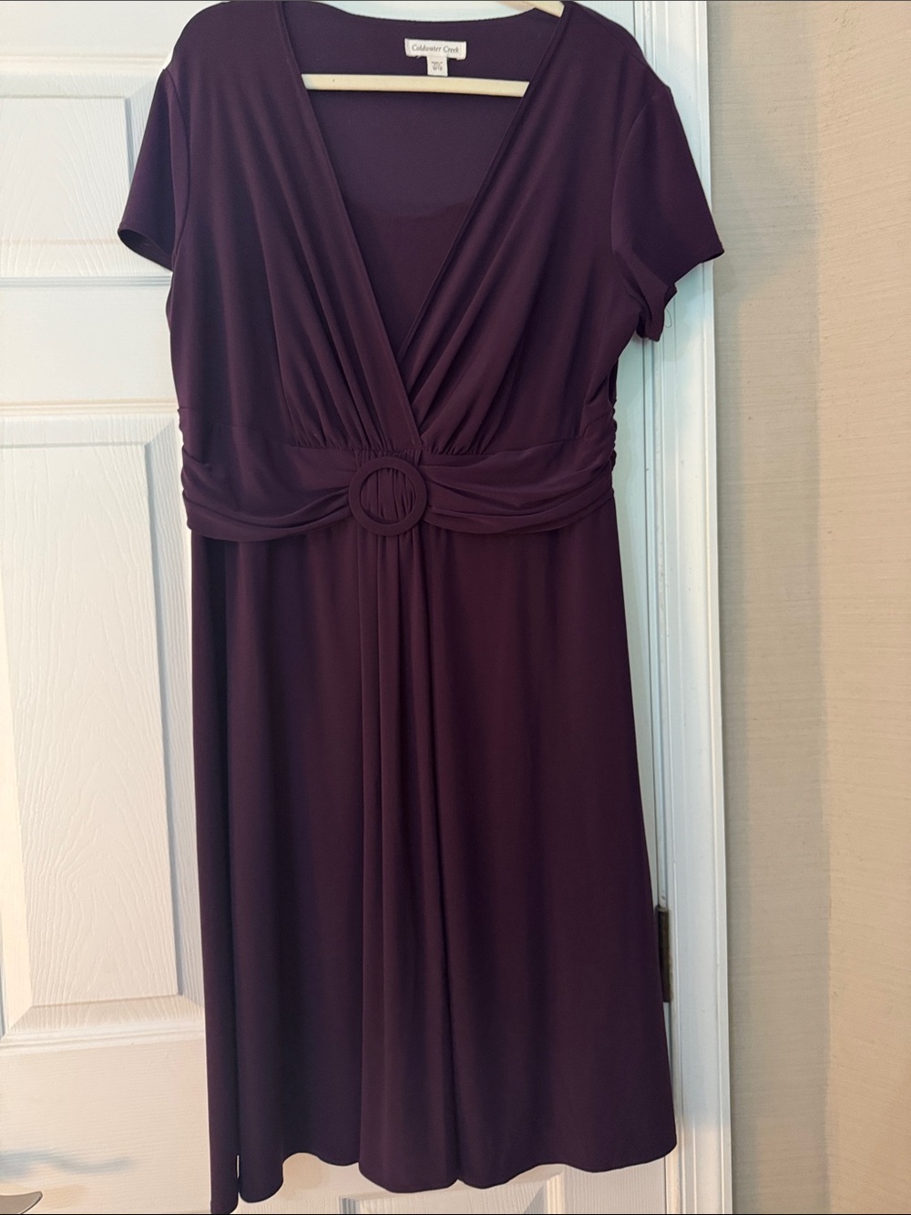 Plum V-Neck Midi Dress by Coldwater Creek